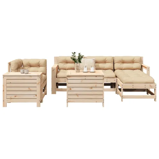 Conjunto de Sofás para Jardim Madeira de Pinho Maciça (7 pcs)