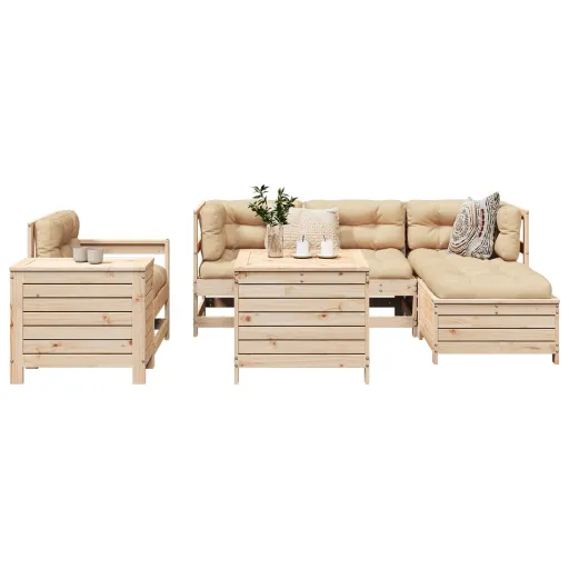 Conjunto de Sofás para Jardim Madeira de Pinho Maciça (7 pcs)