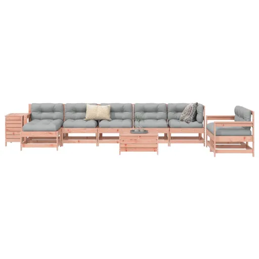 Conjunto Sofás Jardim Madeira Abeto-de-Douglas (10 pcs)