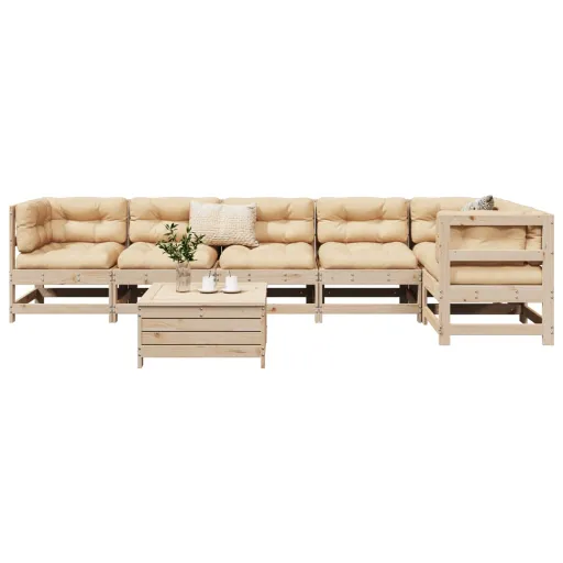 Conjunto de Sofás para Jardim Madeira de Pinho Maciça (7 pcs)