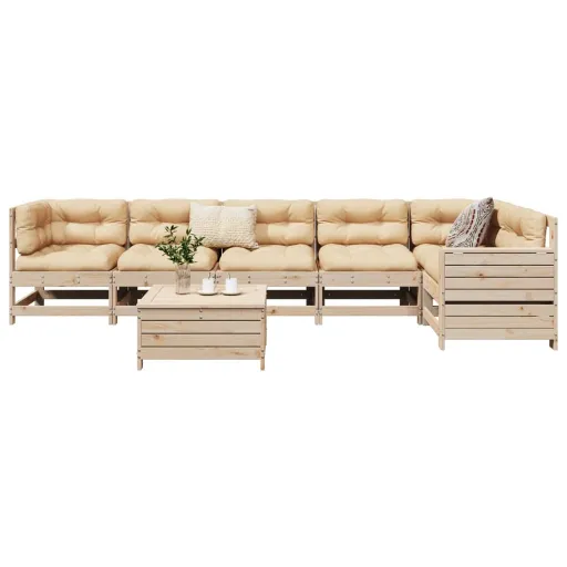 Conjunto de Sofás para Jardim Madeira de Pinho Maciça (7 pcs)