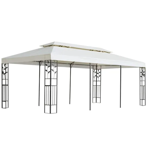 Gazebo com Telhado Duplo 6x3 m Aço Branco