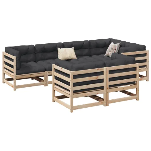 Conjunto de Sofás para Jardim Madeira de Pinho Maciça (7 pcs)