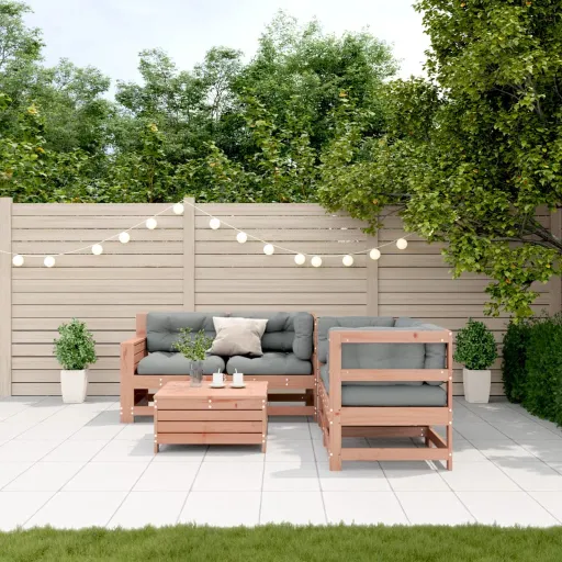Conj. Lounge Jardim com Almofadões Madeira Douglas Maciça (5 pcs)