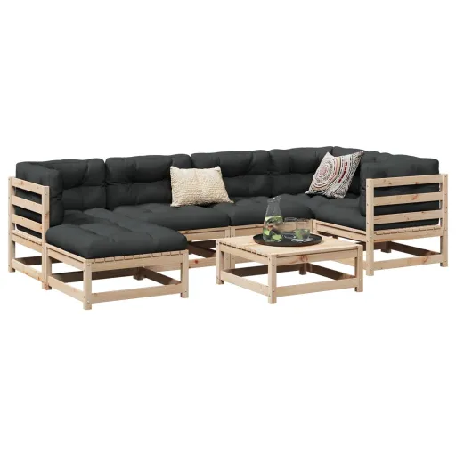 Conjunto de Sofás para Jardim Madeira de Pinho Maciça (7 pcs)