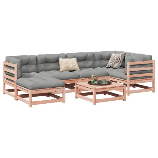 Conjunto Sofás Jardim Madeira Abeto-de-Douglas (7 pcs)