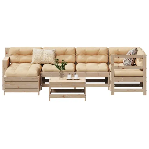 Conjunto de Sofás para Jardim Madeira de Pinho Maciça (7 pcs)
