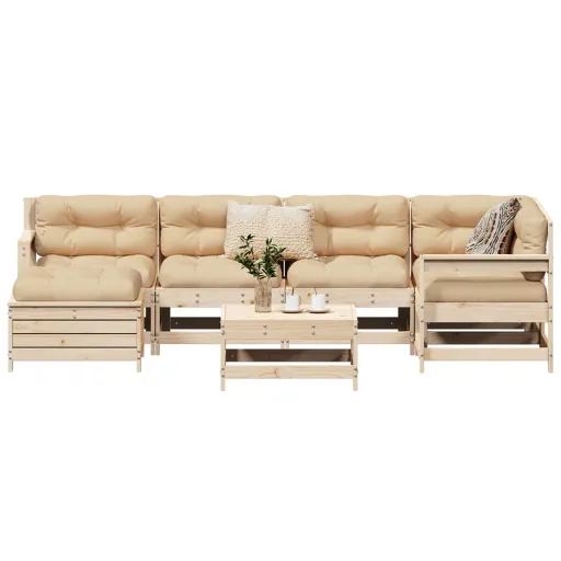 Conjunto de Sofás para Jardim Madeira de Pinho Maciça (7 pcs)
