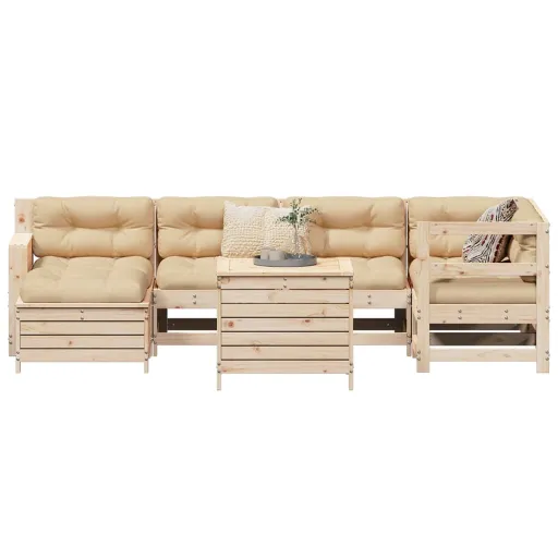 Conjunto de Sofás para Jardim Madeira de Pinho Maciça (7 pcs)