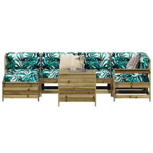 Conjunto Sofás Jardim Madeira de Pinho Impregnada (7 pcs)