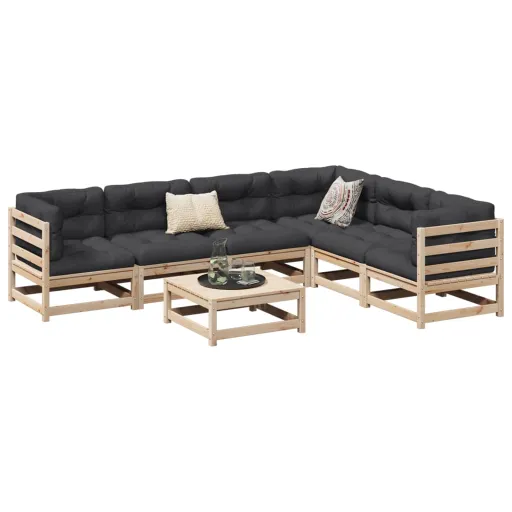 Conjunto de Sofás para Jardim Madeira de Pinho Maciça (7 pcs)
