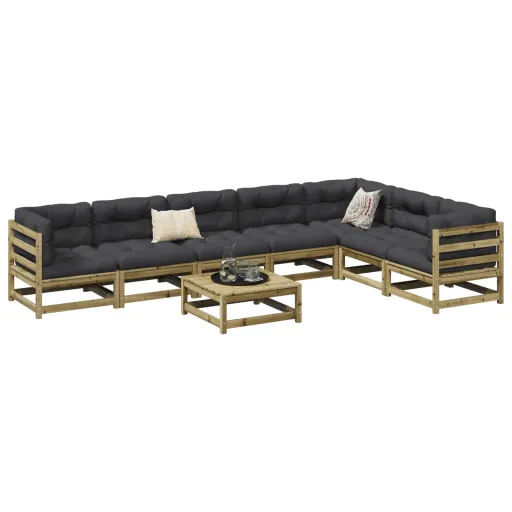 Conjunto Sofás de Jardim Madeira de Pinho Impregnada (8 pcs)