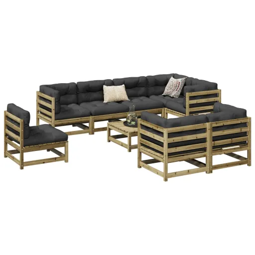 Conjunto Sofás Jardim Madeira de Pinho Impregnada (9 pcs)