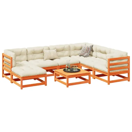 Conjunto Sofás de Jardim Madeira de Pinho Castanho Mel (8 pcs)