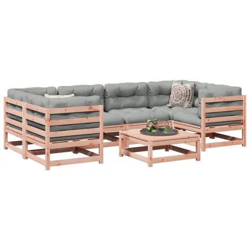Conjunto Sofás Jardim Madeira Abeto-de-Douglas (7 pcs)