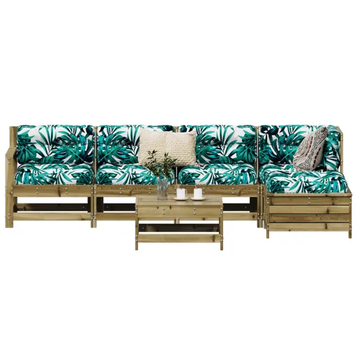 Conjunto de Sofás de Jardim Madeira de Pinho Impregnada (6 pcs)