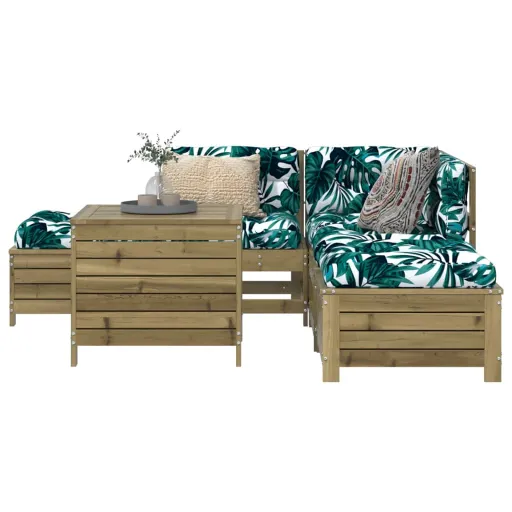 Conjunto de Sofás de Jardim Madeira de Pinho Impregnada (6 pcs)