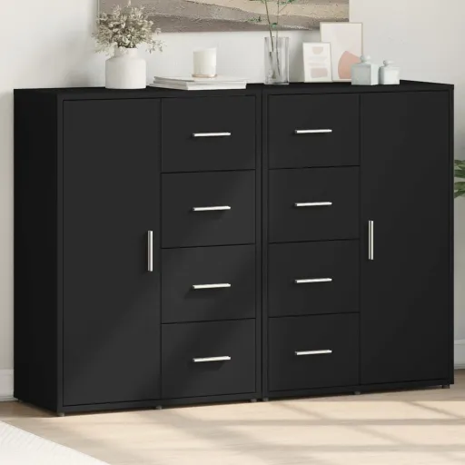 Aparadores   60x31x84 cm Derivados de Madeira Preto (2 pcs)