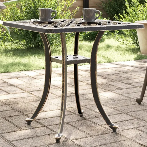 Mesa de Jardim 53x53x53 cm Alumínio Fundido Bronze