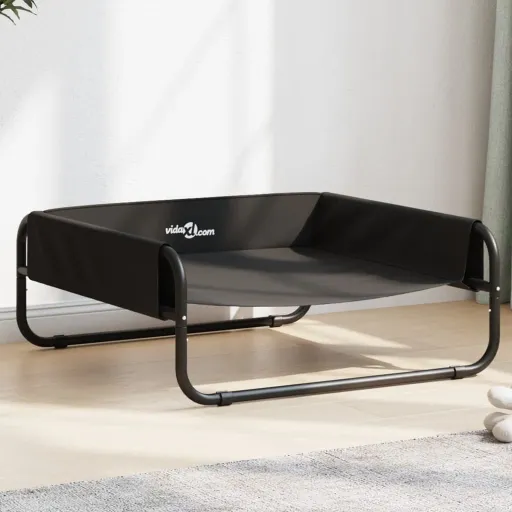 Cama para Cães Elevada Tecido Oxford e Aço Antracite