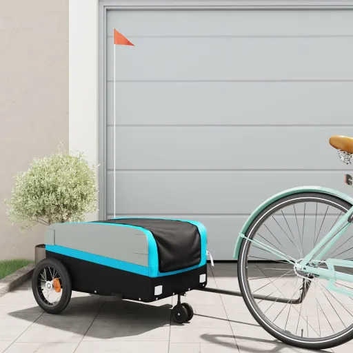 Reboque para Bicicleta 30 kg Ferro Preto e Azul