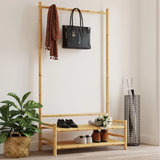 Roupeiro com Prateleiras 103x40x183 cm Bambu