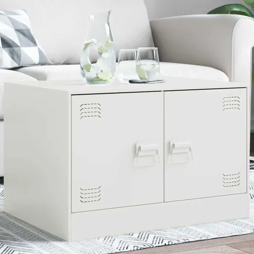 Mesa de Centro 67x50x44 cm Aço Branco