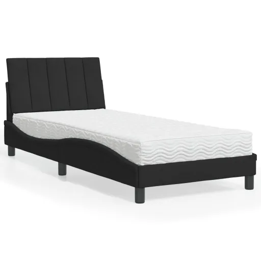 Cama com Colchão Hanko 90x190 cm Veludo Preto