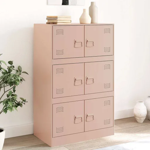 Aparador 67x39x107 cm Aço Rosa