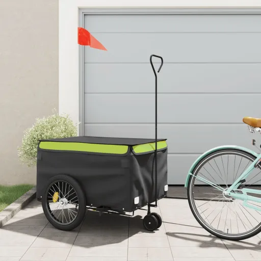 Reboque para Bicicleta 45 kg Ferro Preto e Verde