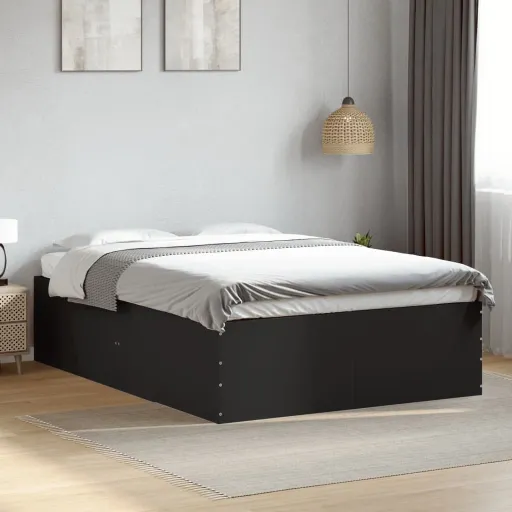 Estrutura de Cama 120x190 cm Derivados de Madeira Preto