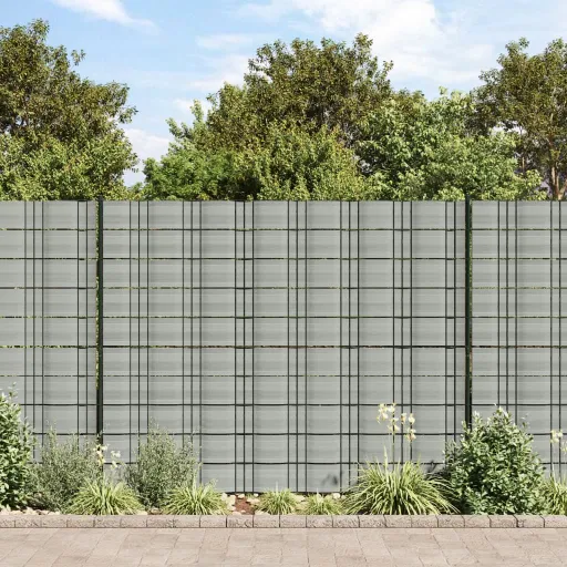 Telas Privacidade p/ Jardim   252,5x19 cm PVC Cinza Pedra (10 pcs)