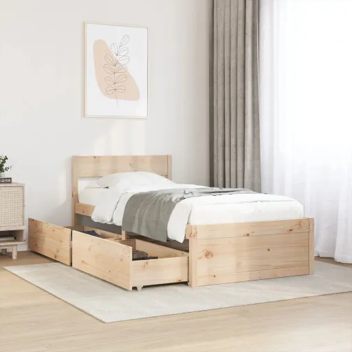 Cama Sem Colchão 75x190 cm Madeira de Pinho Maciça