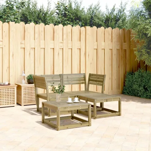 Conjunto de Sofás para Jardim Madeira de Pinho Impregnada (3 pcs)