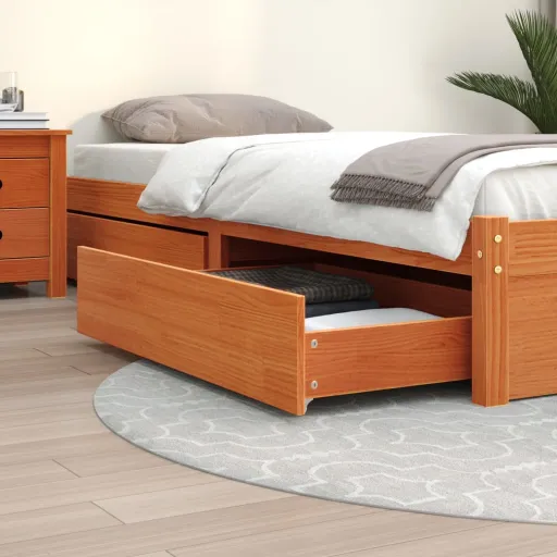 Gavetas para Cama   Madeira de Pinho Maciça Castanho Mel (4 pcs)