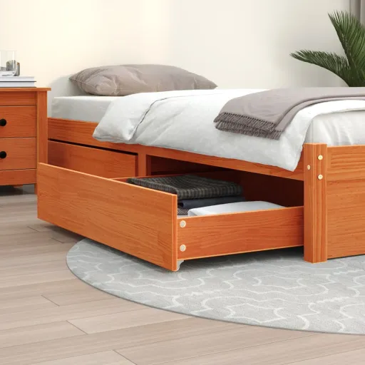 Gavetas para Cama   Madeira de Pinho Maciça Castanho Mel (2 pcs)