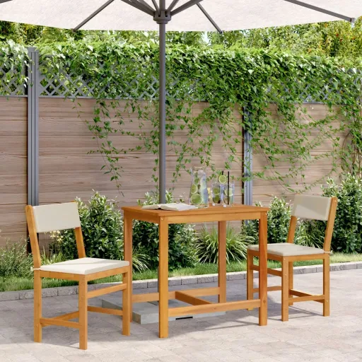 Conjunto de Varanda com Almofadões Madeira Acácia Maciça (3 pcs)