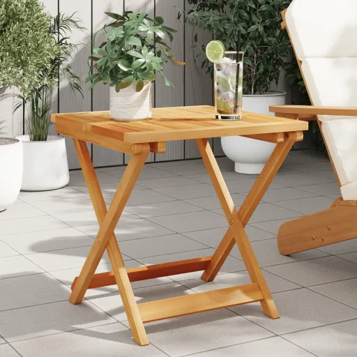 Mesa de Jardim Dobrável 50x50x50 cm Madeira de Acácia Maciça