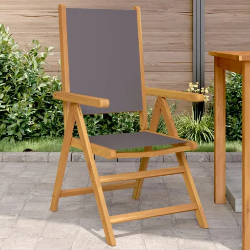 Cadeiras de Jardim   Acácia Maciça e Tecido Antracite (2 pcs)