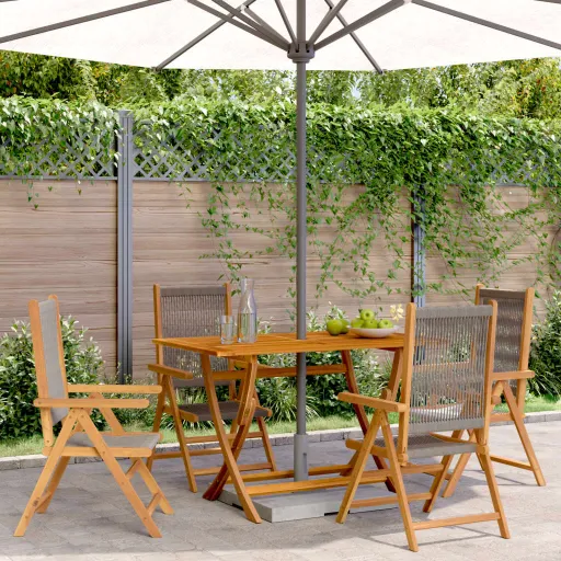 Cadeiras Jardim Reclináveis   Madeira de Acácia Maciça Cinza (4 pcs)