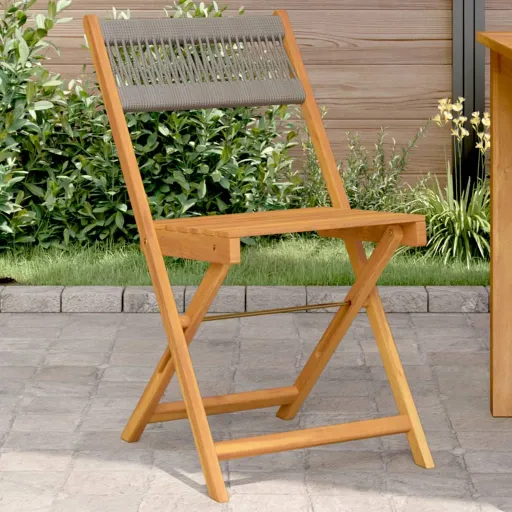 Cadeiras de Bistrô   Acácia Maciça e Corda Cinzento (2 pcs)