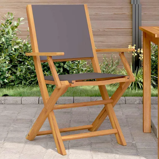 Cadeiras de Jardim   Acácia Maciça e Tecido Antracite (2 pcs)