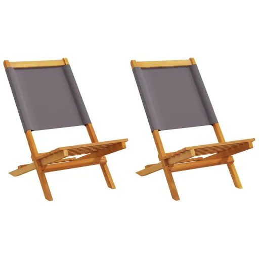 Cadeiras de Jardim   Acácia Maciça e Tecido Antracite (2 pcs)