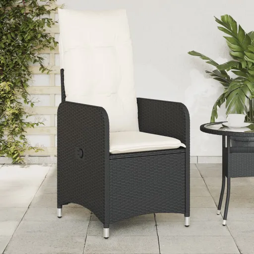 Cadeira de Jardim Reclinável c/ Almofadões Vime PE Preto