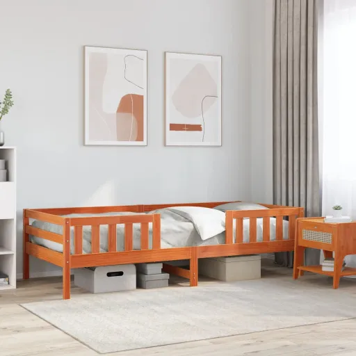 Cama Sem Colchão 90x200 cm Pinho Maciço Castanho-Mel