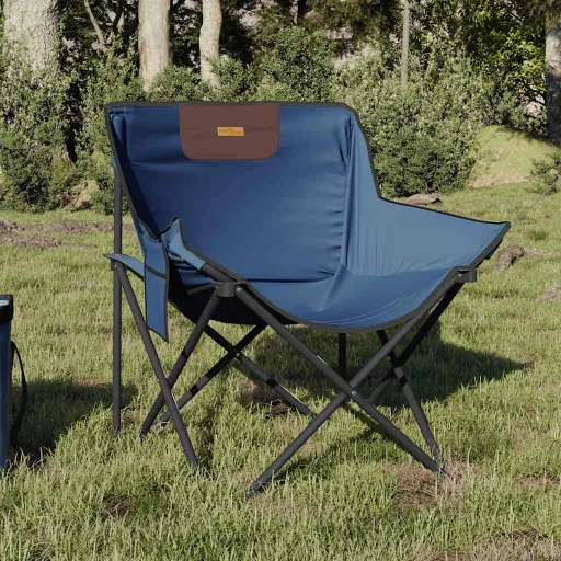 Cadeiras de Campismo com Bolso Dobráveis   Azul (2 pcs)