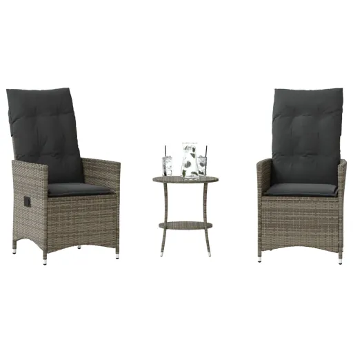Conjunto Bistrô com Almofadões Vime PE Cinza (3 pcs)