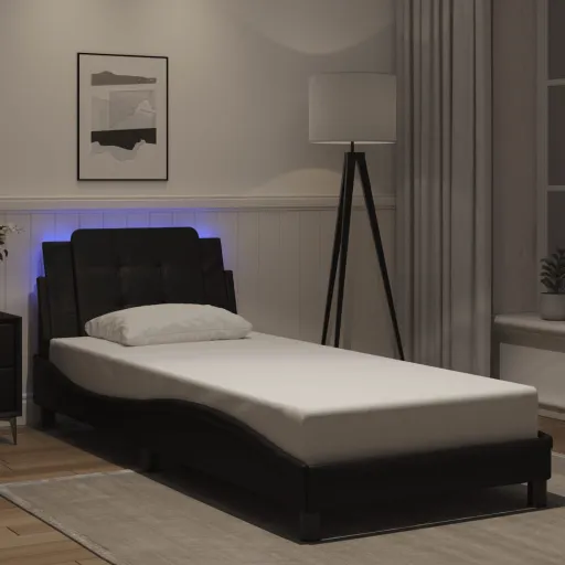 Estrutura de Cama com LED Sem Colchão Zadar 90x190 cm Preto