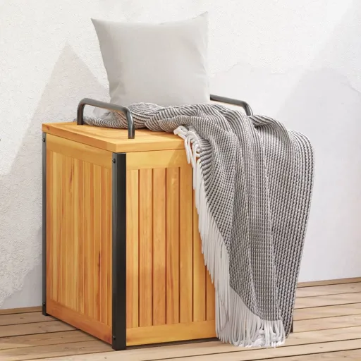 Caixa p/ Almofadões de Exterior 45x45x45/53cm Acácia Maciça/Aço