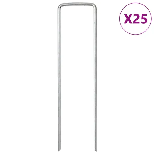 Cavilhas de Terra em Forma de U   15x3,5 cm Aço Galvanizado (25 pcs)